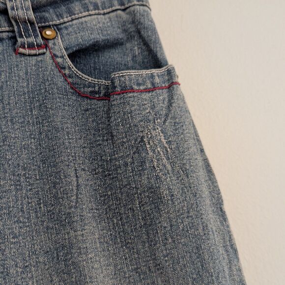 Vintage Y2K XOXO Low Rise Denim Full Leather Embroidered Straight Leg Size 16 - Picture 13 of 16